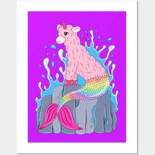 Llamacorn Mermaid Posters and Art